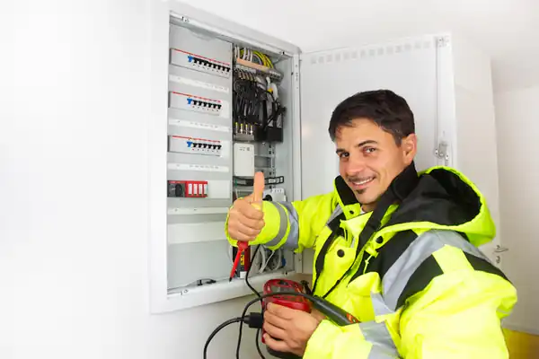 Lächelnder Elektriker bei der Arbeit